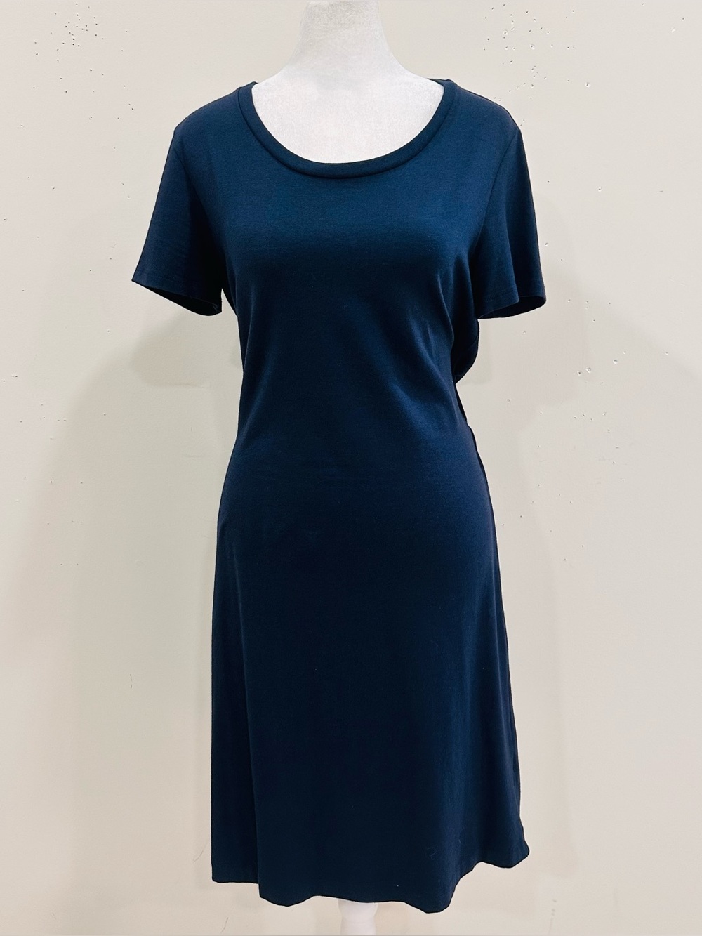 Theory Navy Knit T-Shirt Cut-Out Midi Dress‎ Size M NWT Drawstring Back